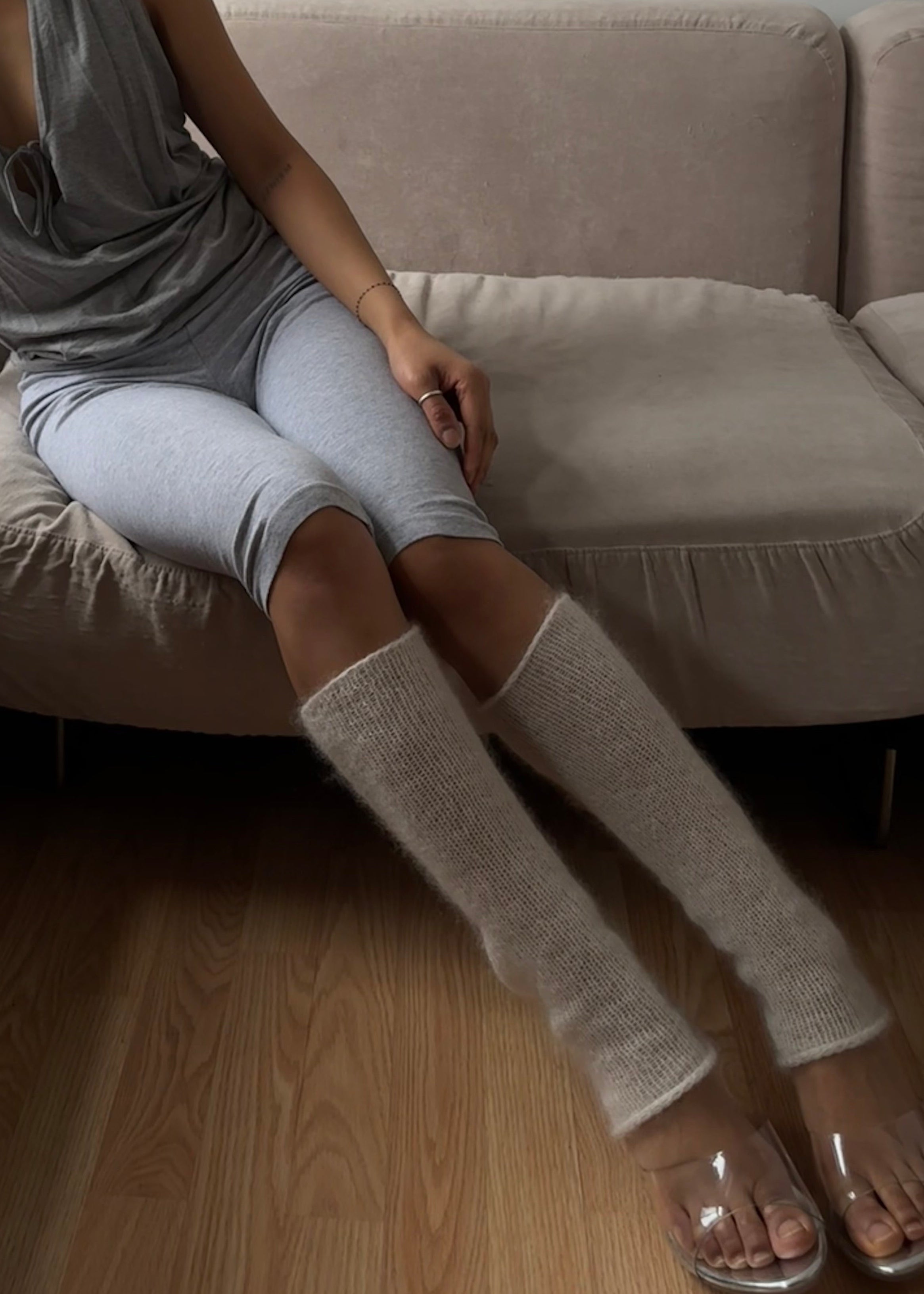 Mohair Leg Warmers - Cloud