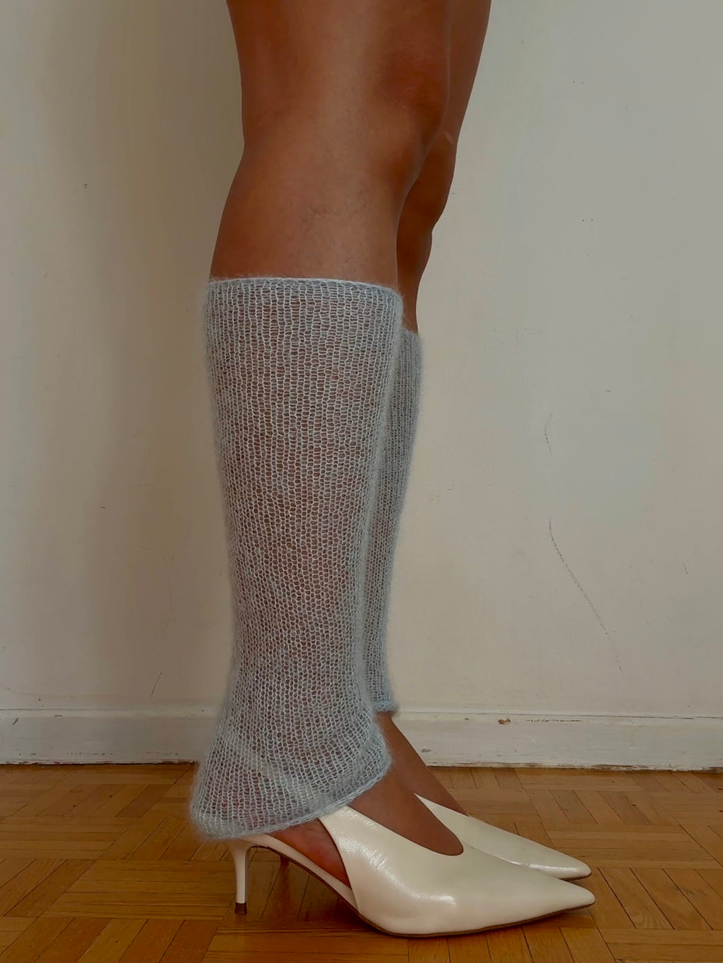 Mohair Leg Warmers - Ice blue